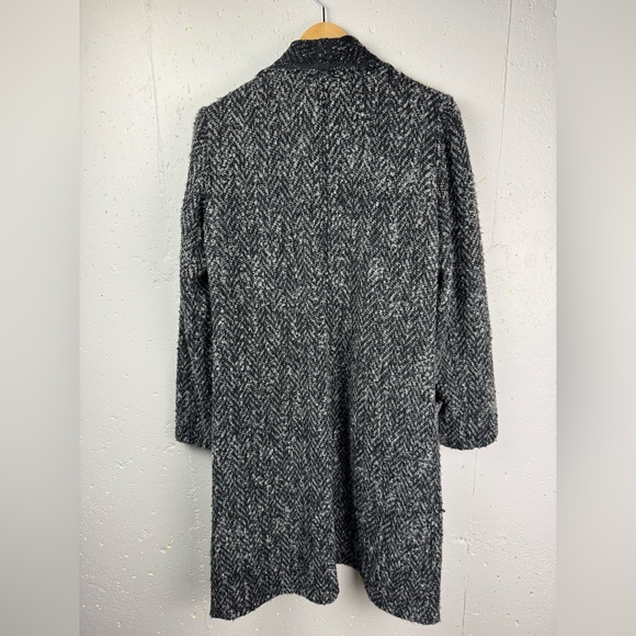 J Jill Women's Gray Black Wool Blend Coat One Button Draped longline Coatigan S - Picture 2 of 11